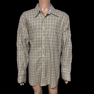 J. McLaughlin Men’s Brown Tan XXL Check Button Down Long Sleeve Shirt in EUC
